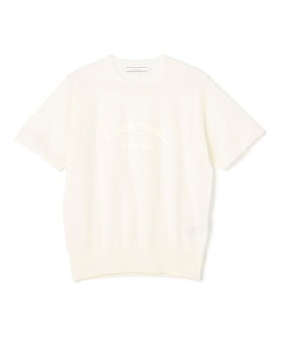 BEIGE， 【洗える・GLOW 10月号掲載】CADDO / シアーウールメッセージロゴＴニット Ecru