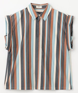 NAVE 【Nave 　洗える】ワイドストライプ ブラウス ネイビー系1