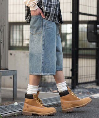 WEGO 【ユニセックス着用ITEM/SMLサイズ展開】スーパーバギーデニムショーツ デニム中濃加工色