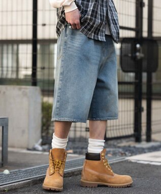 WEGO 【ユニセックス着用ITEM/SMLサイズ展開】スーパーバギーデニムショーツ デニム中濃加工色