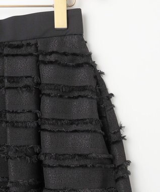 組曲 【WEB限定】ボーダーカットジャカード フレアスカート ブラック系