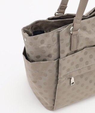 Y'SACCS ドットジャガードポーチ付きトートバッグ ライトグレー