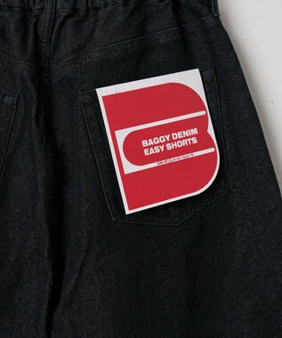 WEGO 【ウエストゴム/手洗い可】デニムバギーショーツ ブラック