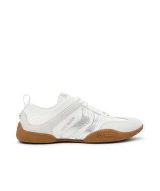 STEVE MADDEN BISCOTTI レトロコートニットスニーカー ホワイトシルバー
