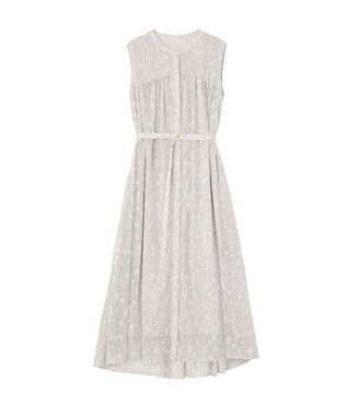 YECCA VECCA シアードット柄ギャザーワンピース Off White