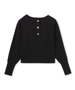 uncrave スウェットライクニット ヘンリーネックトップス ブラック