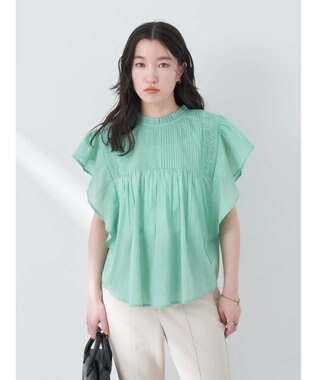 earth music&ecology コットンボイルフリルブラウス Mint