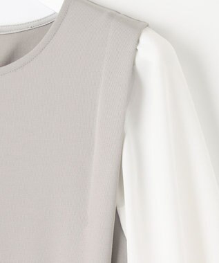 Feroux 【洗える】ジョーゼットコンビポンチ ワンピース アイスグレー系