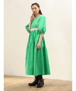 Green Parks ■ＥＳＣＡＲ　エンボスティアードワンピース Green