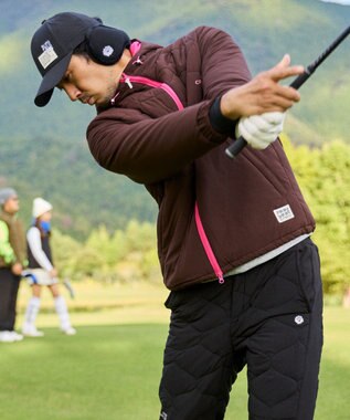 PW CIRCULUS 【撥水加工 / ストレッチ】【MEN】キルティング中綿ブルゾン ゴルフ ダークブラウン系