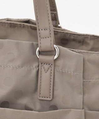 Y'SACCS ドットジャガードポーチ付きトートバッグ ライトグレー