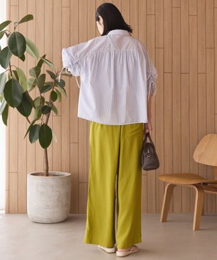 AMERICAN HOLIC 【先行予約】【WEB限定】ギャザーリボンスリーブ半袖シャツ Stripe