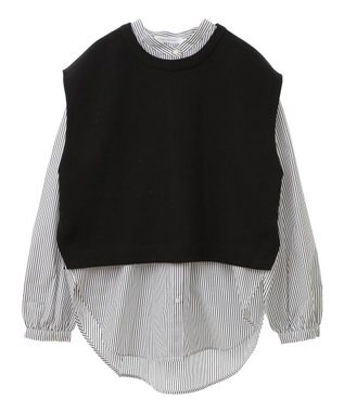 AMERICAN HOLIC ＳＥＴ　イージーケアロングシャツ＋ポンチベスト Stripe