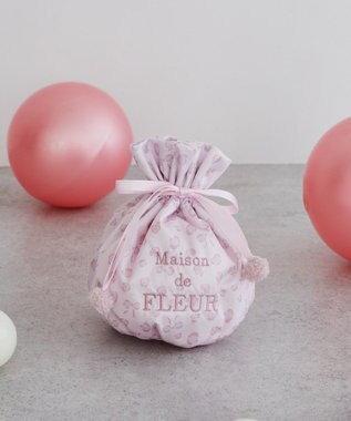 Maison de FLEUR リボンレオパード巾着ポーチ