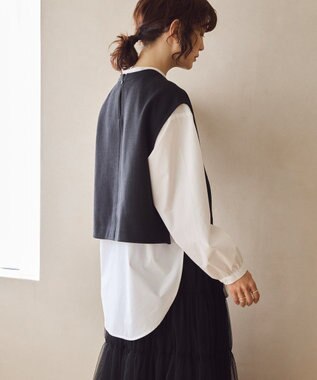 AMERICAN HOLIC ＳＥＴ　イージーケアロングシャツ＋ポンチベスト Off White