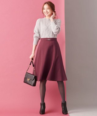 ANY SIS 【洗える】スフレハイネックケーブル ニット ライトグレー