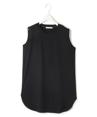 ICB L 【接触冷感・洗える】コンパクトスムース ノースリーブTシャツ ブラック系