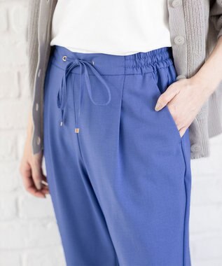 ANY 【ウエストゴム/ストレッチ/セットアップ可】イージィケアストレッチテーパードパンツ ブルー