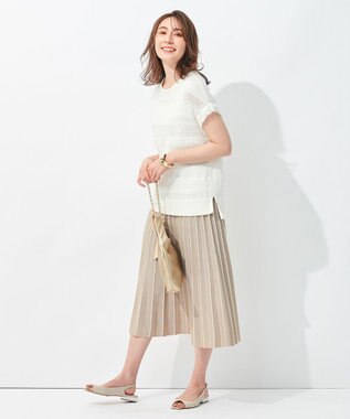 自由区 【洗える/マルチWAY】コットンアセテートニットセットアップ ベージュ系1