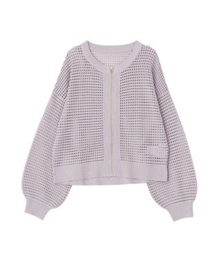 AMERICAN HOLIC 【先行予約】ジップアップメッシュニットカーディガン【WEB限定カラー有り】 Light Purple