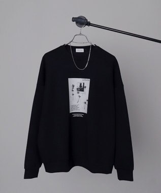 WEGO 【２点セット】アクセ付きフォトグラフィックプルオーバー ブラック