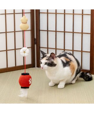 PET PARADISE ペットパラダイス キャット 和ちょうちん 猫じゃらし レッド