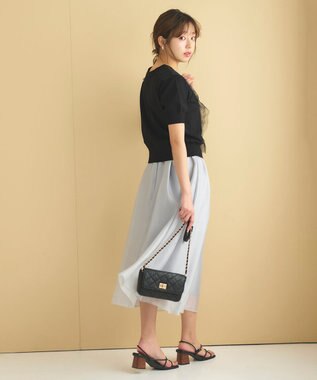 Feroux 【洗える】シアーギャザーフレア スカート ライトグレー系