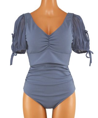 San-ai Resort（三愛水着楽園） 【San-ai Resort×PEACH JOHNコラボ】【ナイスバディ水着】パフスリーブワイヤービキニ　9M・11L　【San-ai Resort（サンアイリゾート）】 ブルー