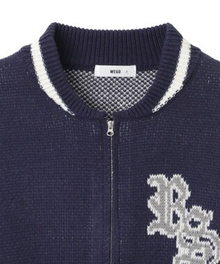 WEGO ニットショートスタジャン ネイビー