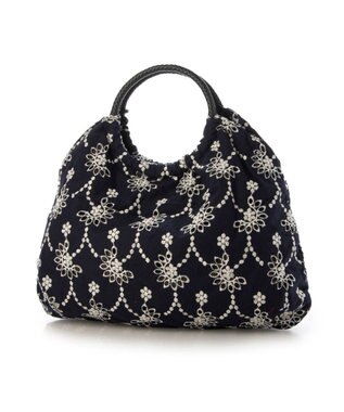 UNBILLION カシュカシュ cachecache / 花刺繍メッシュハンドルトートバッグ ネイビー