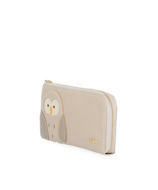 IBIZA アニマーダ　牛革　L字ファスナー長財布（フクロウ） ライトグレー