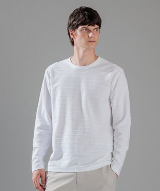 JOSEPH HOMME メランジリップル　クルーネックカットソー ホワイト系