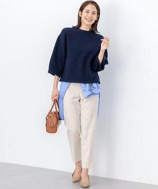 組曲 S ハーフスリーブミルド ニットプルオーバー ネイビー系