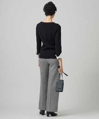 ICB L ハウンドトゥースツイード ワイドストレートパンツ オフホワイト×ブラック系