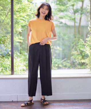 ANY 【UVケア/接触冷感/アンチピリング】クールタッチフレンチスリーブニット オレンジ