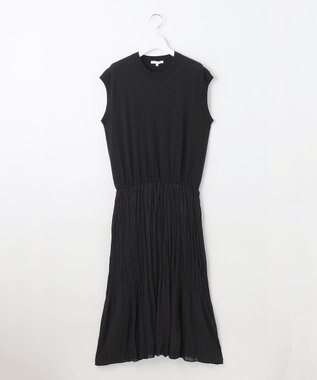 自由区 L 【カタログ掲載・洗える】ジョーゼットプリーツコンビ ワンピース ブラック