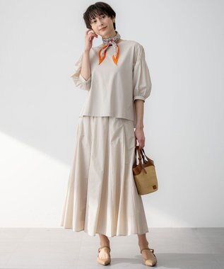 23区 S 【汗じみ防止/洗える】ギャザーディテール カットソー ベージュ系