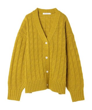 AMERICAN HOLIC スクエア柄Ｖネックニットカーディガン Mustard
