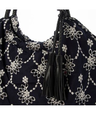 UNBILLION カシュカシュ cachecache / 花刺繍メッシュハンドルトートバッグ ネイビー