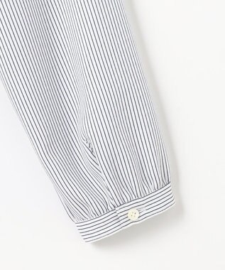 J.PRESS LADIES ソフトジョーゼット ストライプ プリント ブラウス ネイビーストライプ系