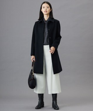 J.PRESS LADIES 【洗える】ポリエステルスエード変形ドットプリント ブラウス ネイビー系5