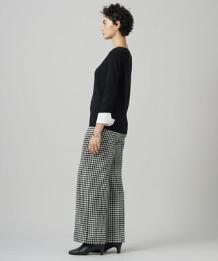 ICB L ハウンドトゥースツイード ワイドストレートパンツ オフホワイト×ブラック系