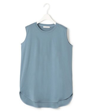 ICB L 【接触冷感・洗える】コンパクトスムース ノースリーブTシャツ ダルブルー系