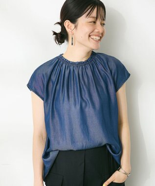 CRAFT STANDARD BOUTIQUE やわらかデニムフレンチスリーブブラウス Indigo