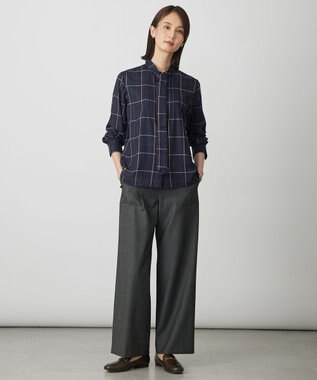 J.PRESS LADIES S サイロチェック ストライプ ブラウス ネイビーチェック系