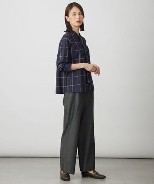 J.PRESS LADIES S サイロチェック ストライプ ブラウス ネイビーチェック系