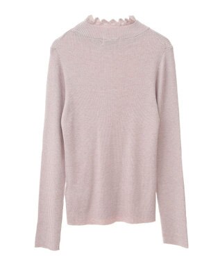 earth music&ecology レーシーハイネックリブプルオーバー Pink Beige