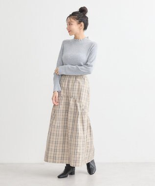 earth music&ecology レーシーハイネックリブプルオーバー Gray Mixture