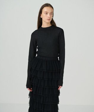 GRACE CONTINENTAL ラメハイゲージニットトップ ブラック