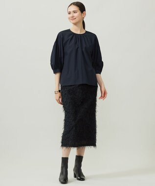 自由区 L 【カタログ掲載】フェザージャカード スカート ネイビー